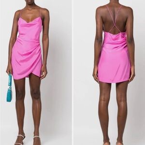 Gauge81 Pink Silk Satin Mini Dress